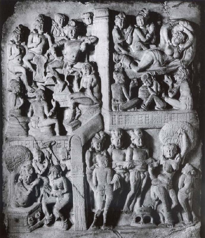 unknow artist The Dream of Maya and the Birth of Buddha, plate at the basement of the stupa of Amaravati